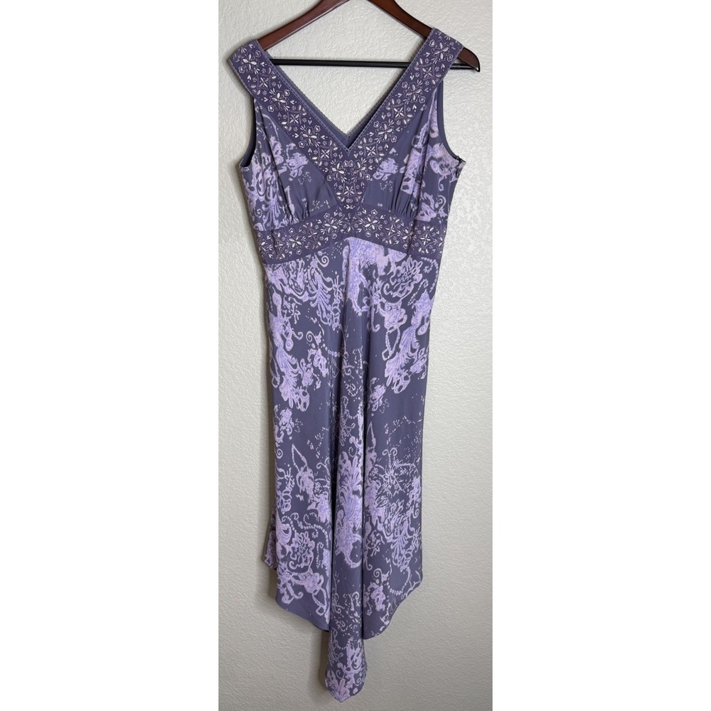 INC International Womens Size‎ 14 Purple Embroidered Sleeveless Dress Silk Maxi